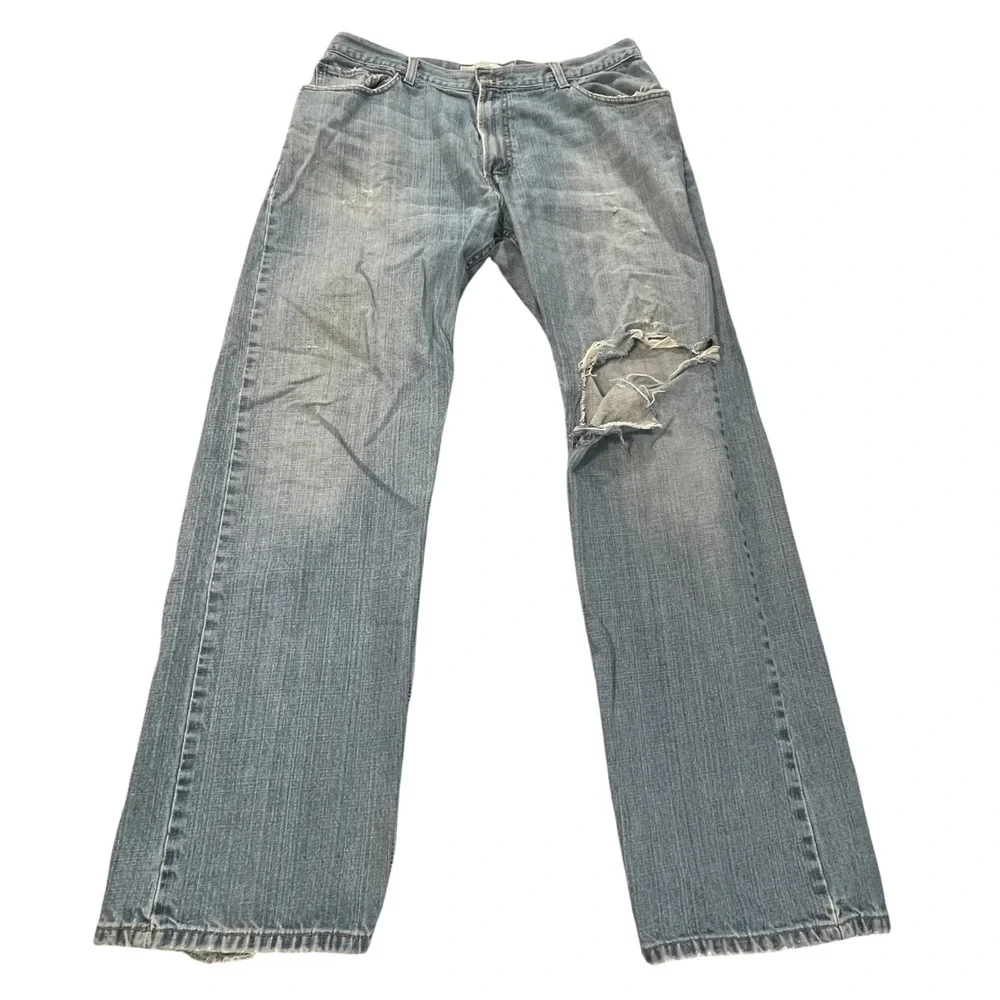 Levis 559 Relaxed Straight Jeans Distressed Mens 36x34 (Fit 36x33)Blue Y2K